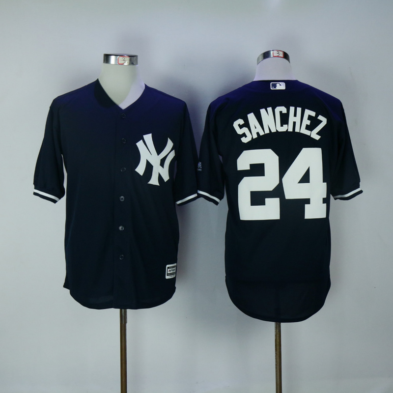 2017 MLB New York Yankees #24 Gary Sanchez Blue Game Jerseys